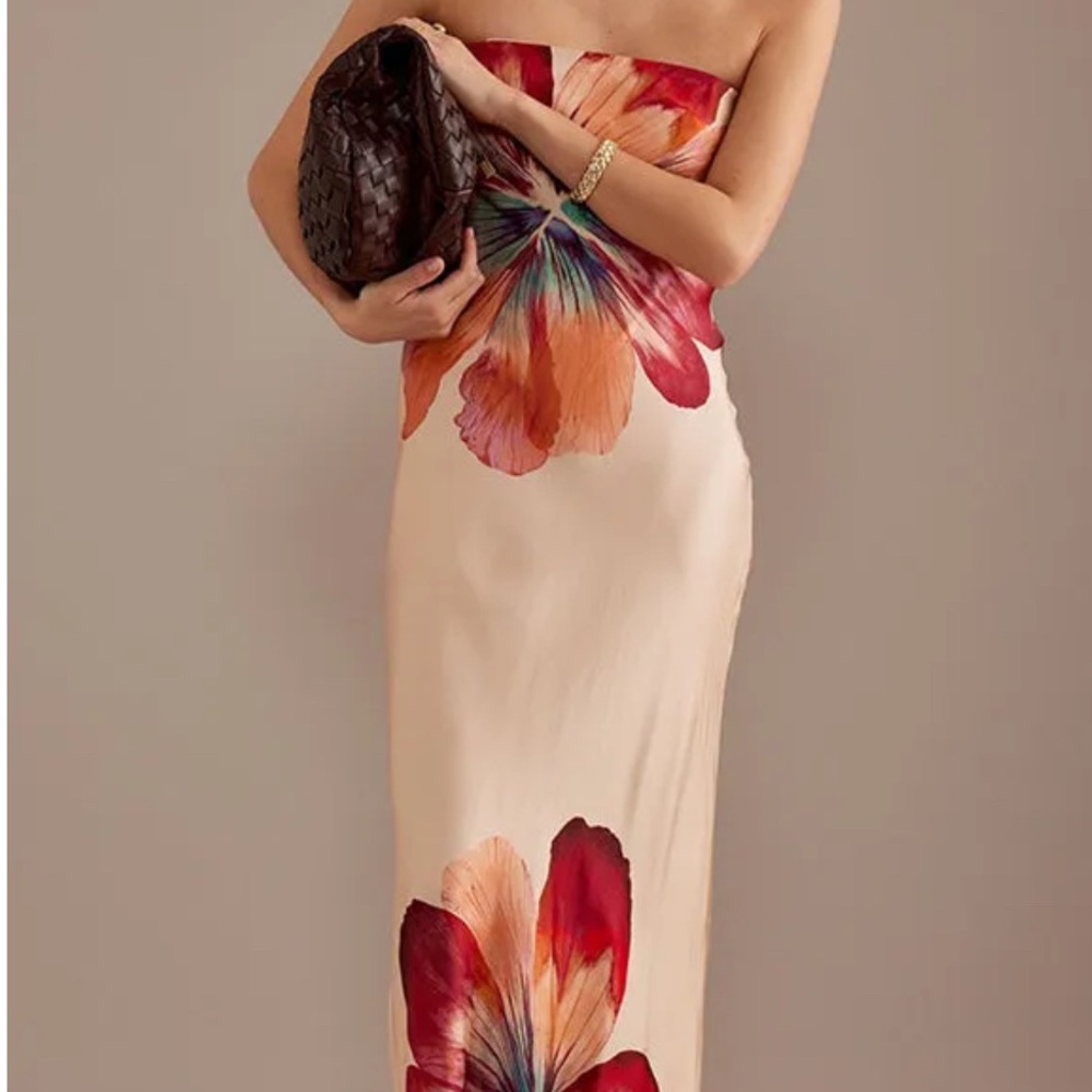 Commense Floral Strapless Dress - Red and Pink NWT